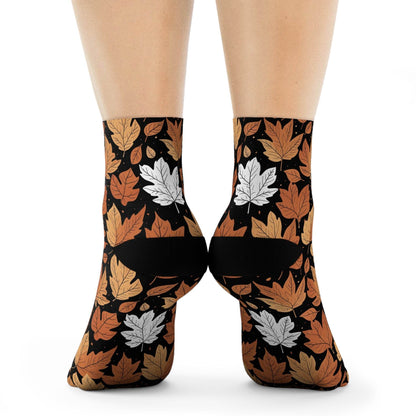 Maple Leaves Polyester Fall Time Crew Socks - DeRose Seasonal