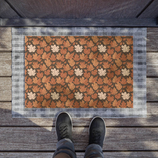 Brown Maple Leaf Fall Season Doormat - DeRose Seasonal