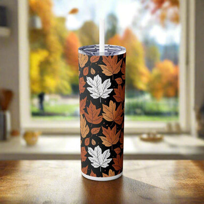 Maple Leaves Skinny 20oz Tumbler with Straw - DeRose Seasonal