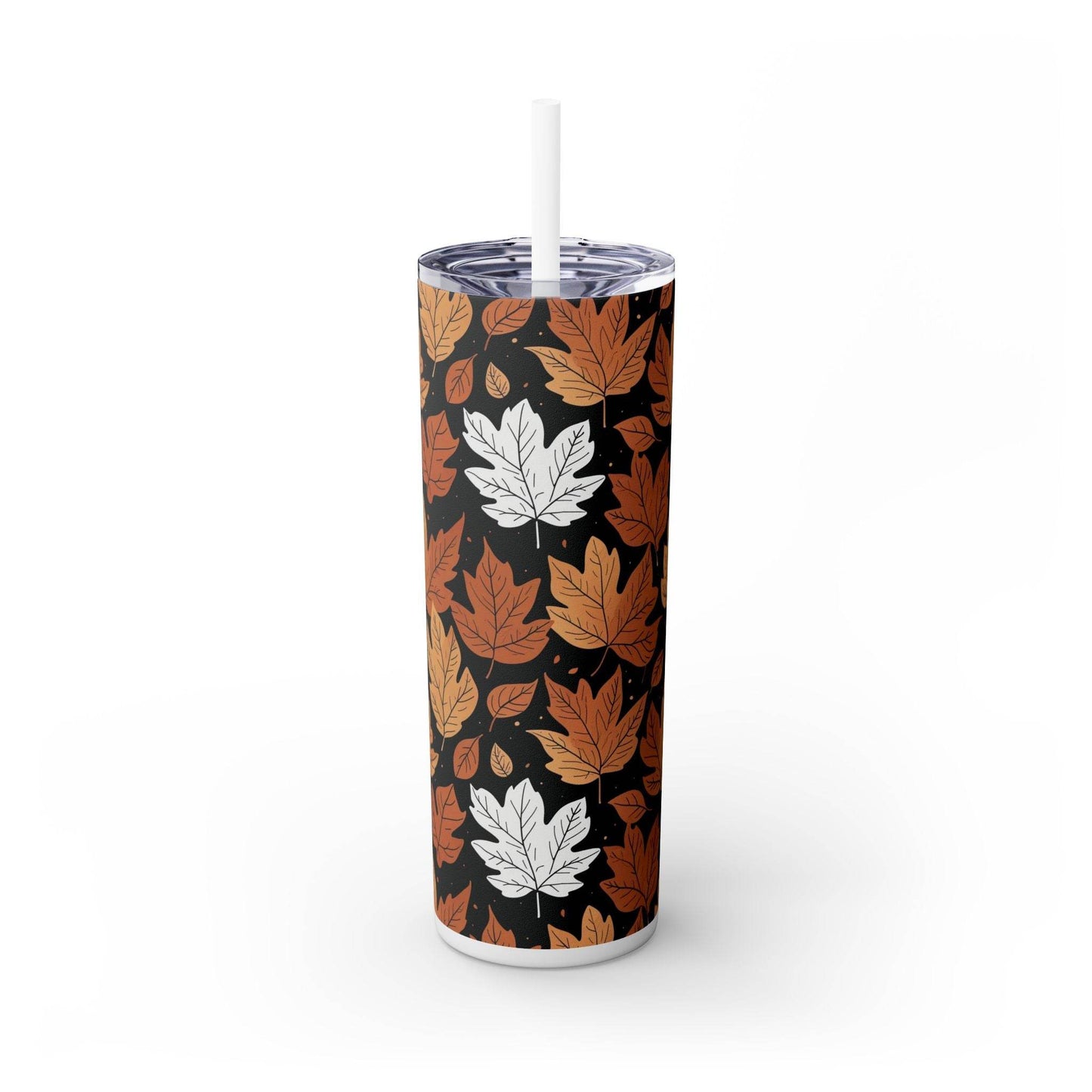 Maple Leaves Skinny 20oz Tumbler with Straw - DeRose Seasonal