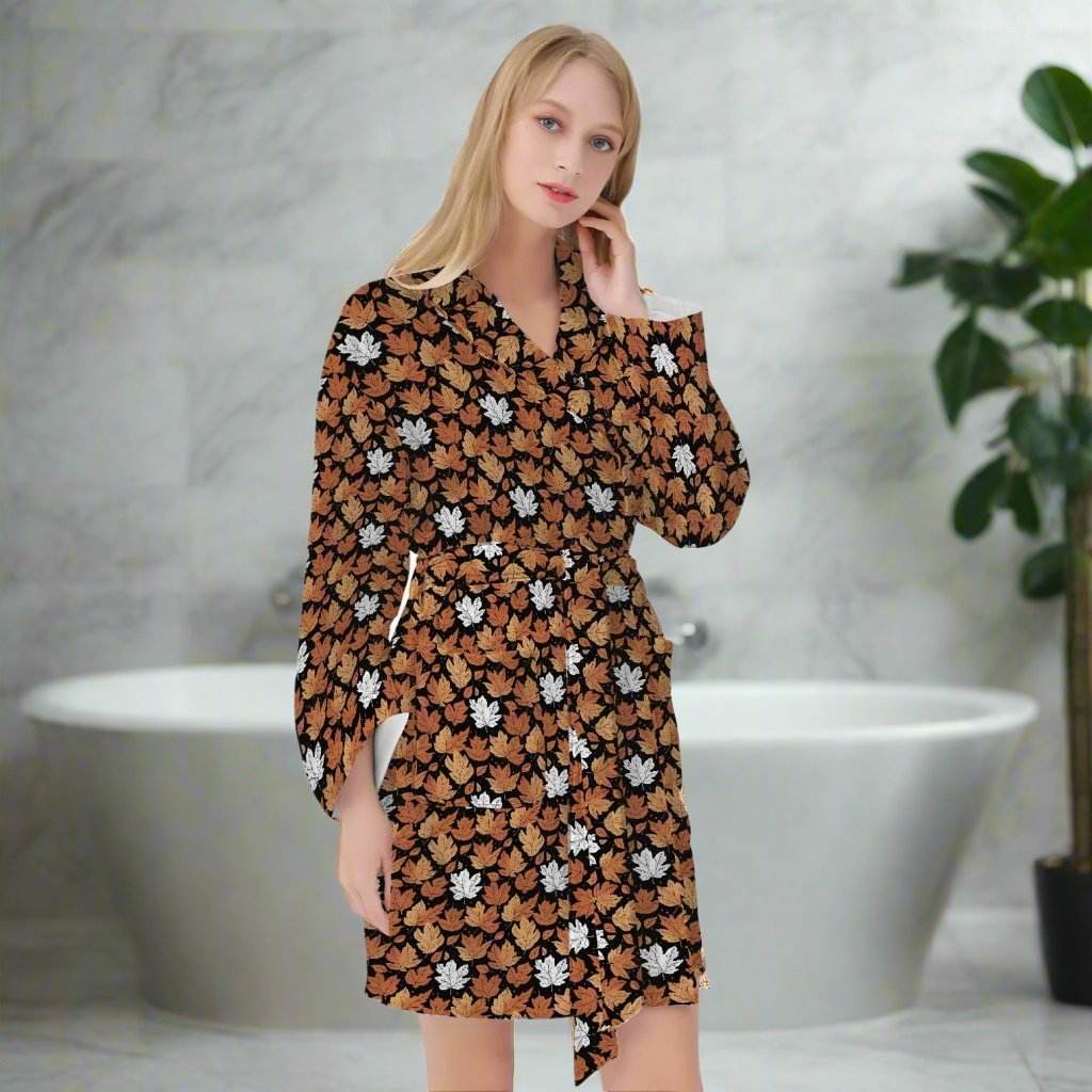 Maple Leaf Women's Loose-fitting Bathrobe - DeRose Seasonal