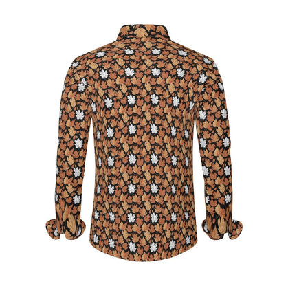 Maple Leaves Men's Classic Long-Sleeved Button up Polyester Dress Shirt - DeRose Seasonal