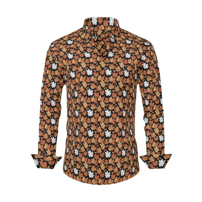 Maple Leaves Men's Classic Long-Sleeved Button up Polyester Dress Shirt - DeRose Seasonal