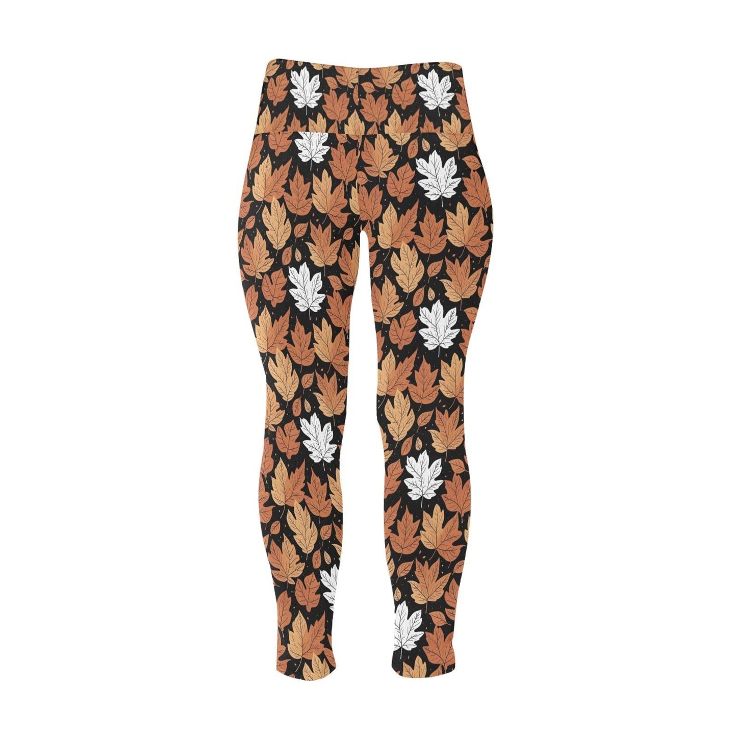 Maple Leaves Women's Plus Size High Waited Leggings Women's High Waist Leggings(Plus Size)(ModelL45) - DeRose Seasonal