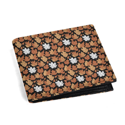 Maple Leaves Men's Minimalist Leather Folded Wallet - DeRose Seasonal