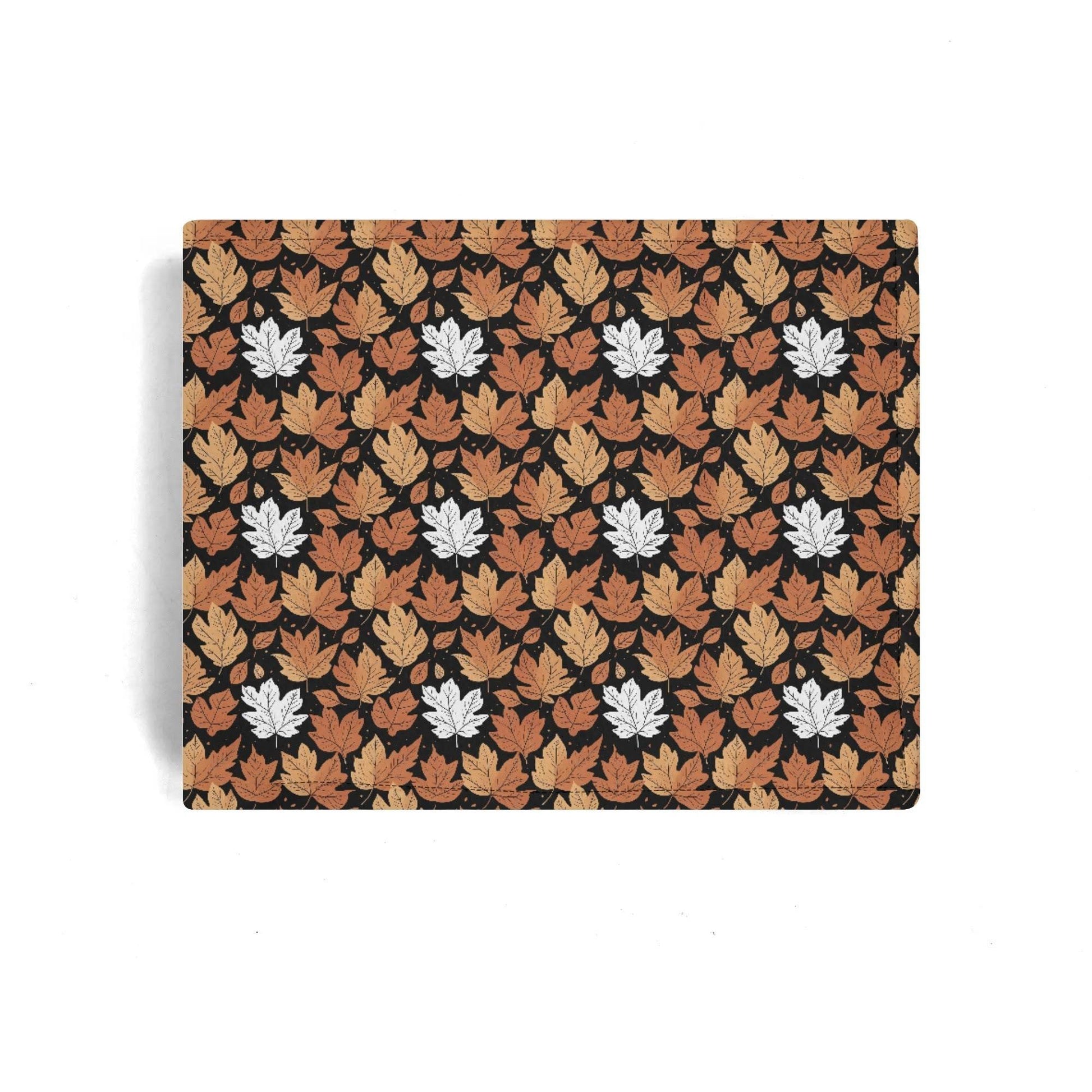 Maple Leaves Men's Minimalist Leather Folded Wallet - DeRose Seasonal