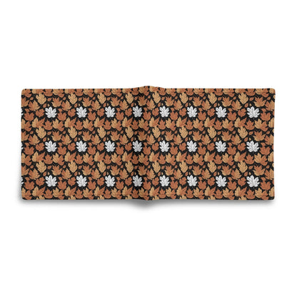 Maple Leaves Men's Minimalist Leather Folded Wallet - DeRose Seasonal