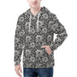 Men's Black and White Bloom Classic Zip Up Hoodie Warm Jacket - DeRose Seasonal
