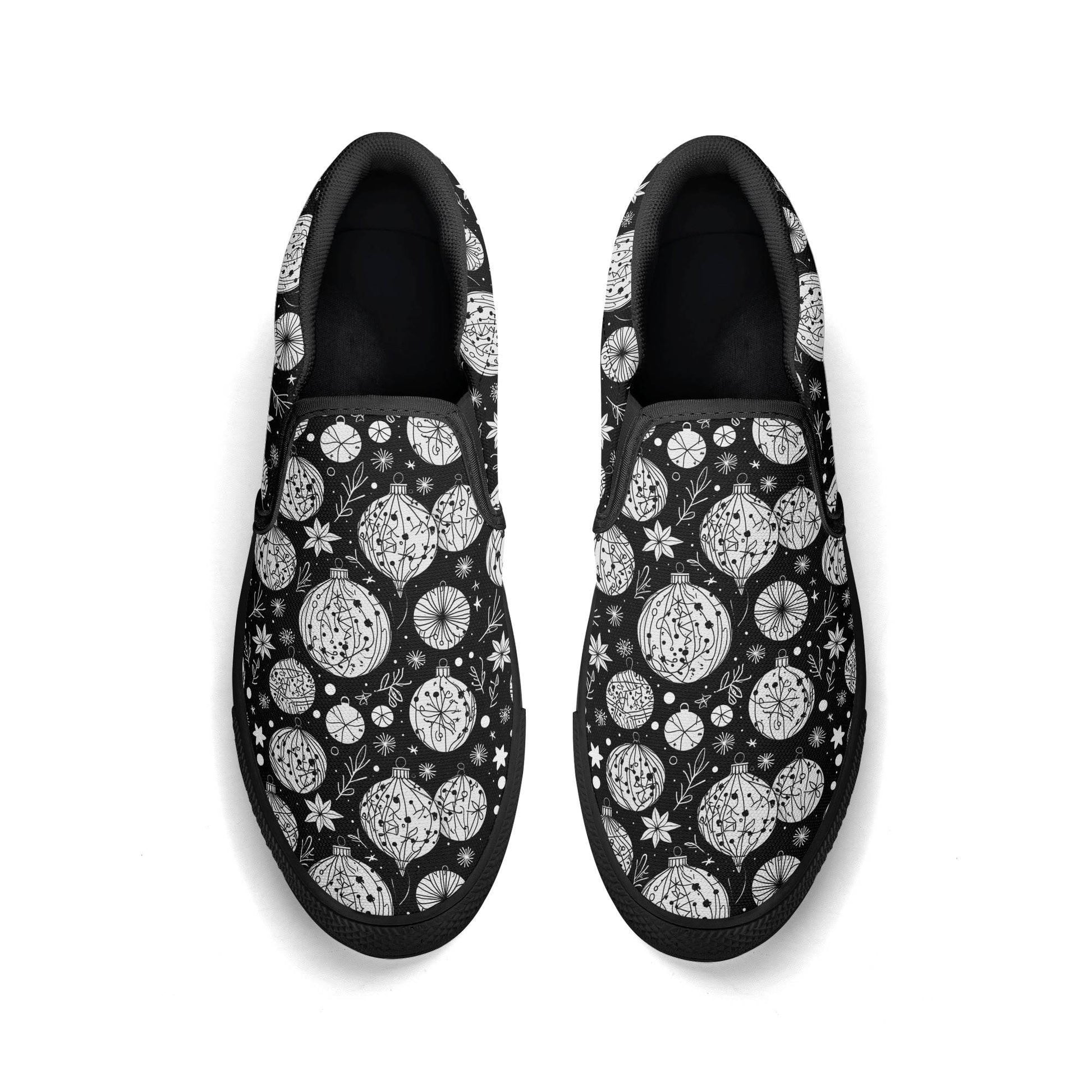 Men's Black and White Ornament Rubber Slip On Shoes - DeRose Seasonal