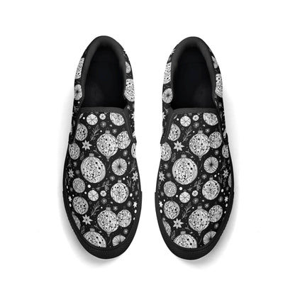 Men's Black and White Ornament Rubber Slip On Shoes - DeRose Seasonal