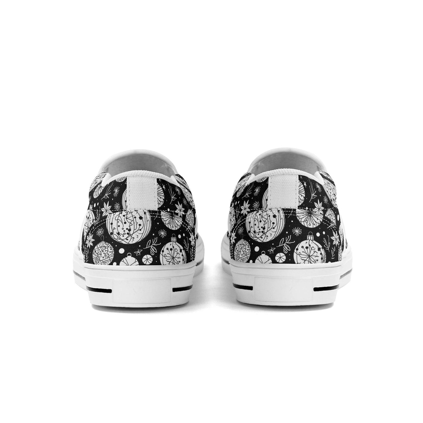 Men's Black and White Ornament Rubber Slip On Shoes - DeRose Seasonal