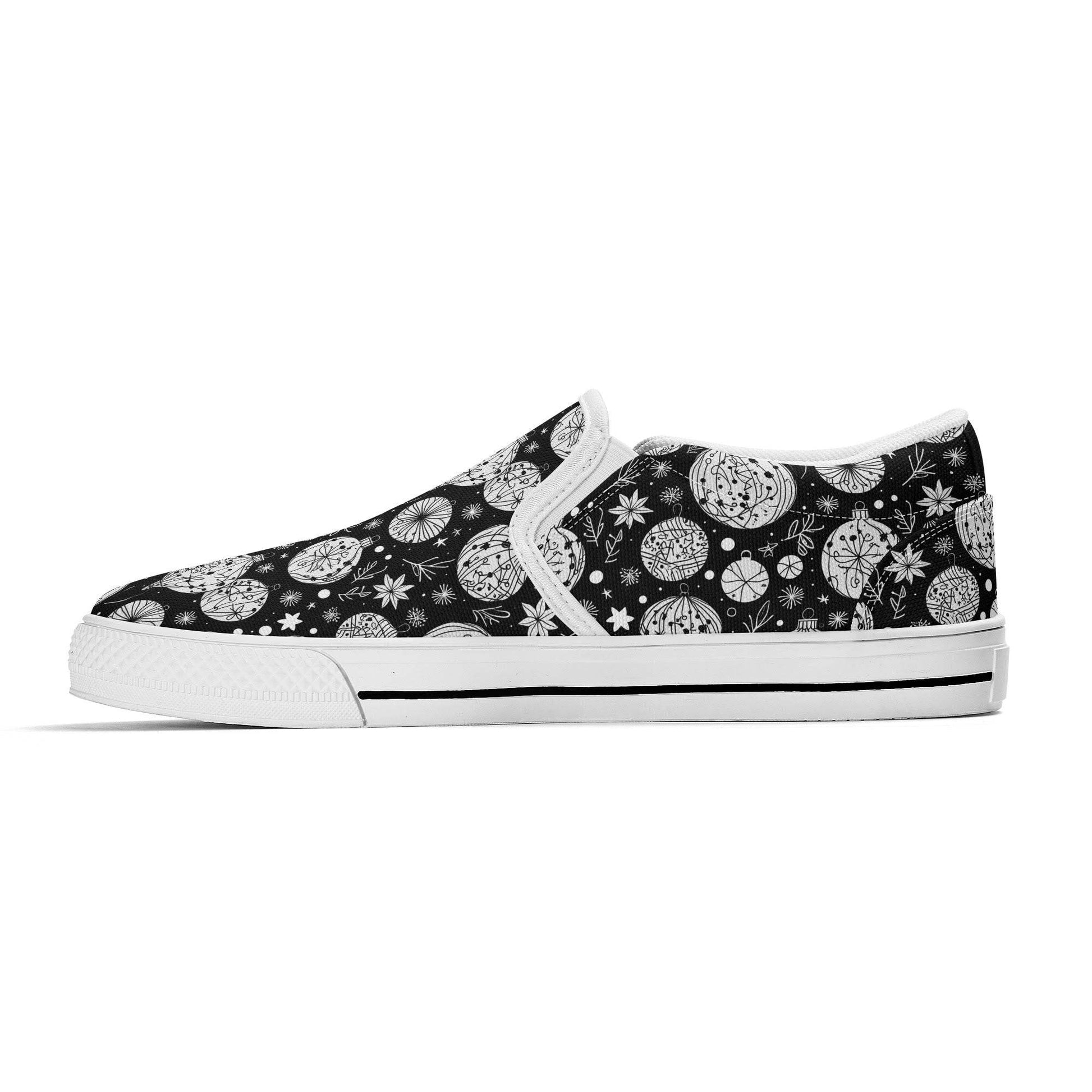 Men's Black and White Ornament Rubber Slip On Shoes - DeRose Seasonal