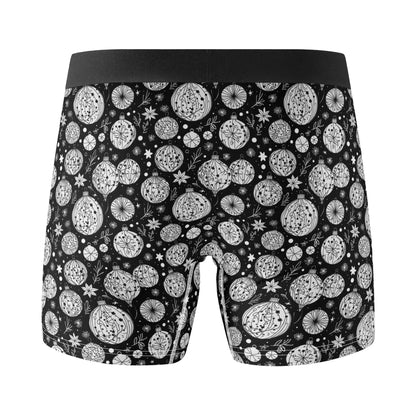Men's Classic Black and White Christmas Ornament Stretch Trunks & Underwear - DeRose Seasonal