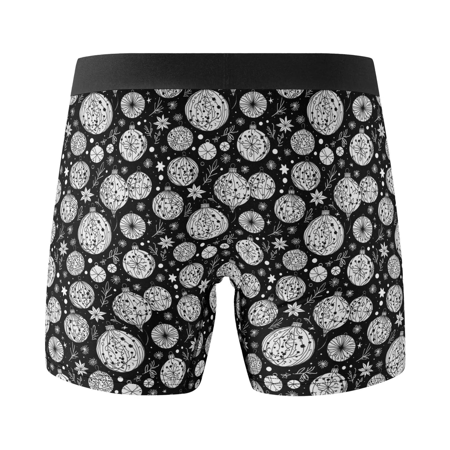 Men's Classic Black and White Christmas Ornament Stretch Trunks & Underwear - DeRose Seasonal