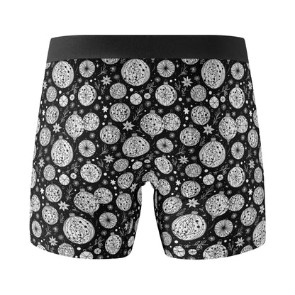 Men's Classic Black and White Christmas Ornament Stretch Trunks & Underwear - DeRose Seasonal