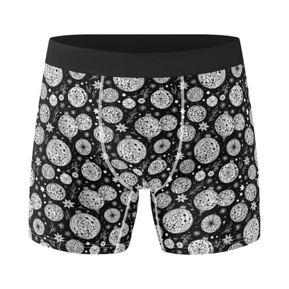 Men's Classic Black and White Christmas Ornament Stretch Trunks & Underwear - DeRose Seasonal