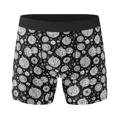 Men's Classic Black and White Christmas Ornament Stretch Trunks & Underwear - DeRose Seasonal