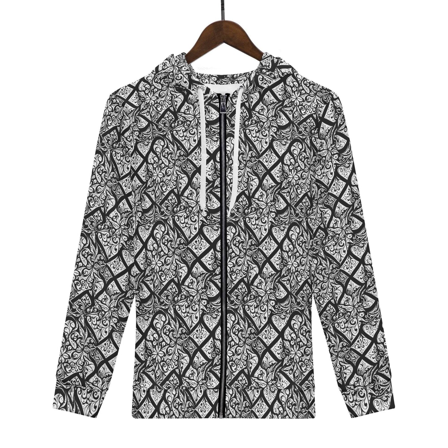 Men's Crosshatch Floral Classic Zip Up Hoodie Warm Jacket - DeRose Seasonal