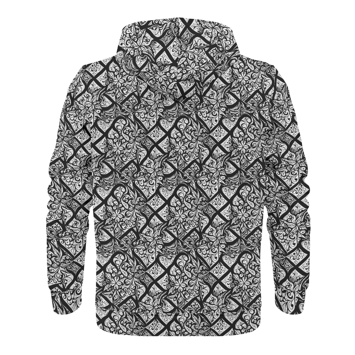 Men's Crosshatch Floral Classic Zip Up Hoodie Warm Jacket - DeRose Seasonal