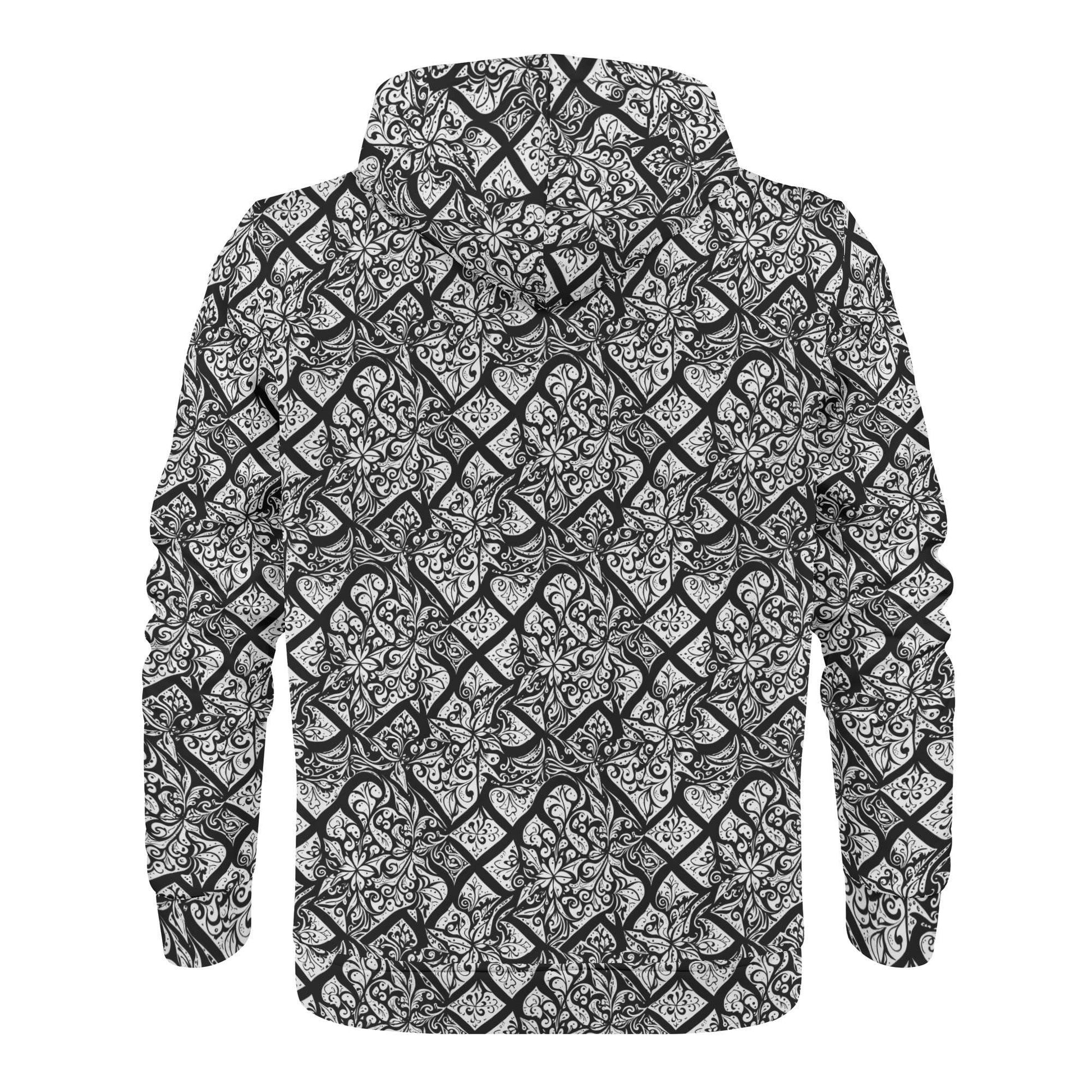 Men's Crosshatch Floral Classic Zip Up Hoodie Warm Jacket - DeRose Seasonal