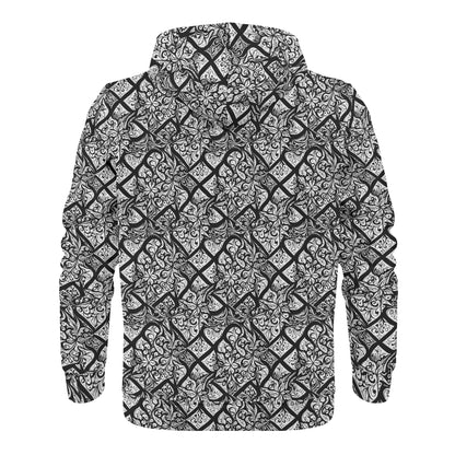 Men's Crosshatch Floral Classic Zip Up Hoodie Warm Jacket - DeRose Seasonal