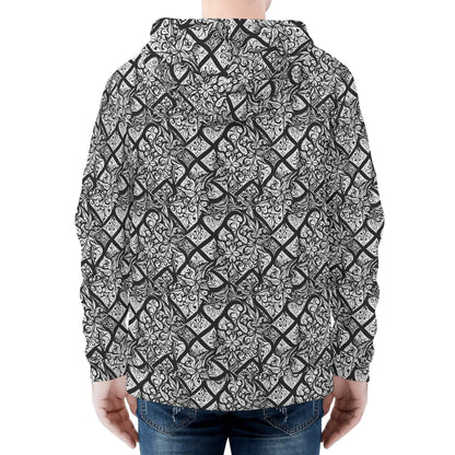 Men's Crosshatch Floral Classic Zip Up Hoodie Warm Jacket - DeRose Seasonal