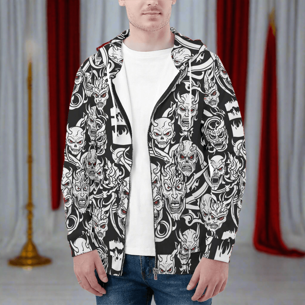 Men's Demons Classic Zip Up Hoodie Warm Jacket - DeRose Seasonal