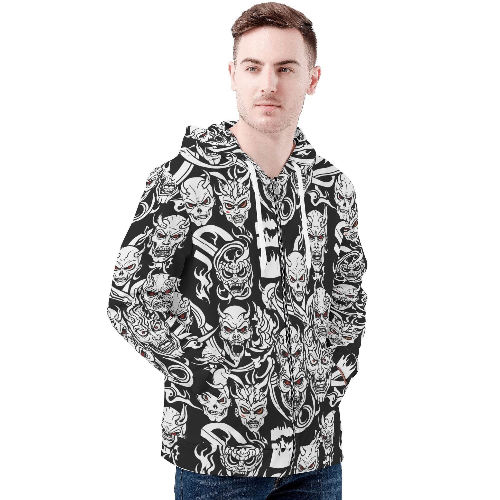 Men's Demons Classic Zip Up Hoodie Warm Jacket - DeRose Seasonal
