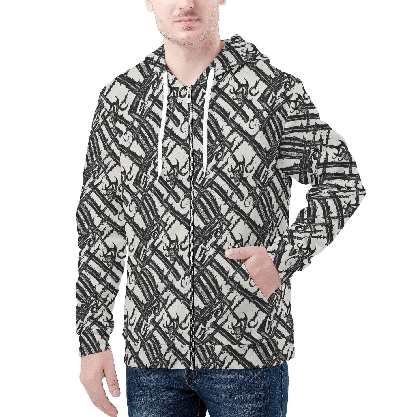 Men's Devil Veins Classic Zip Up Hoodie Warm Jacket - DeRose Seasonal