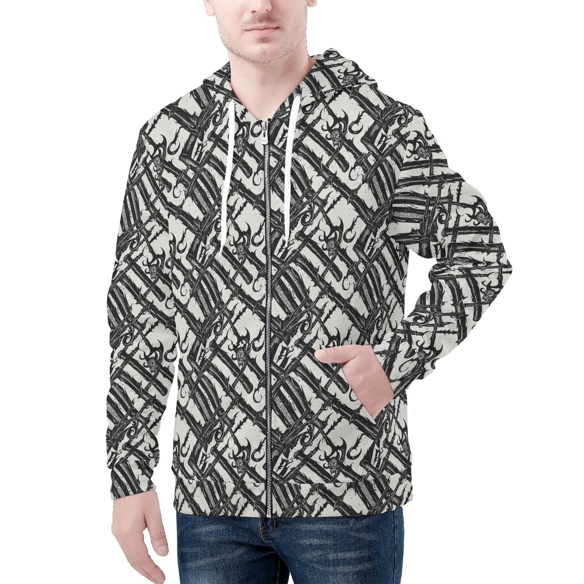 Men's Devil Veins Classic Zip Up Hoodie Warm Jacket - DeRose Seasonal