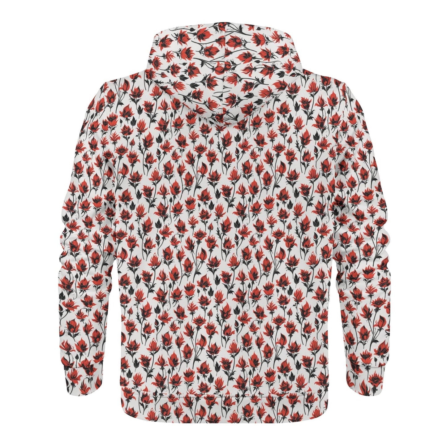 Mens Floral Fire Classic Zip Up Hoodie Warm Jacket - DeRose Seasonal