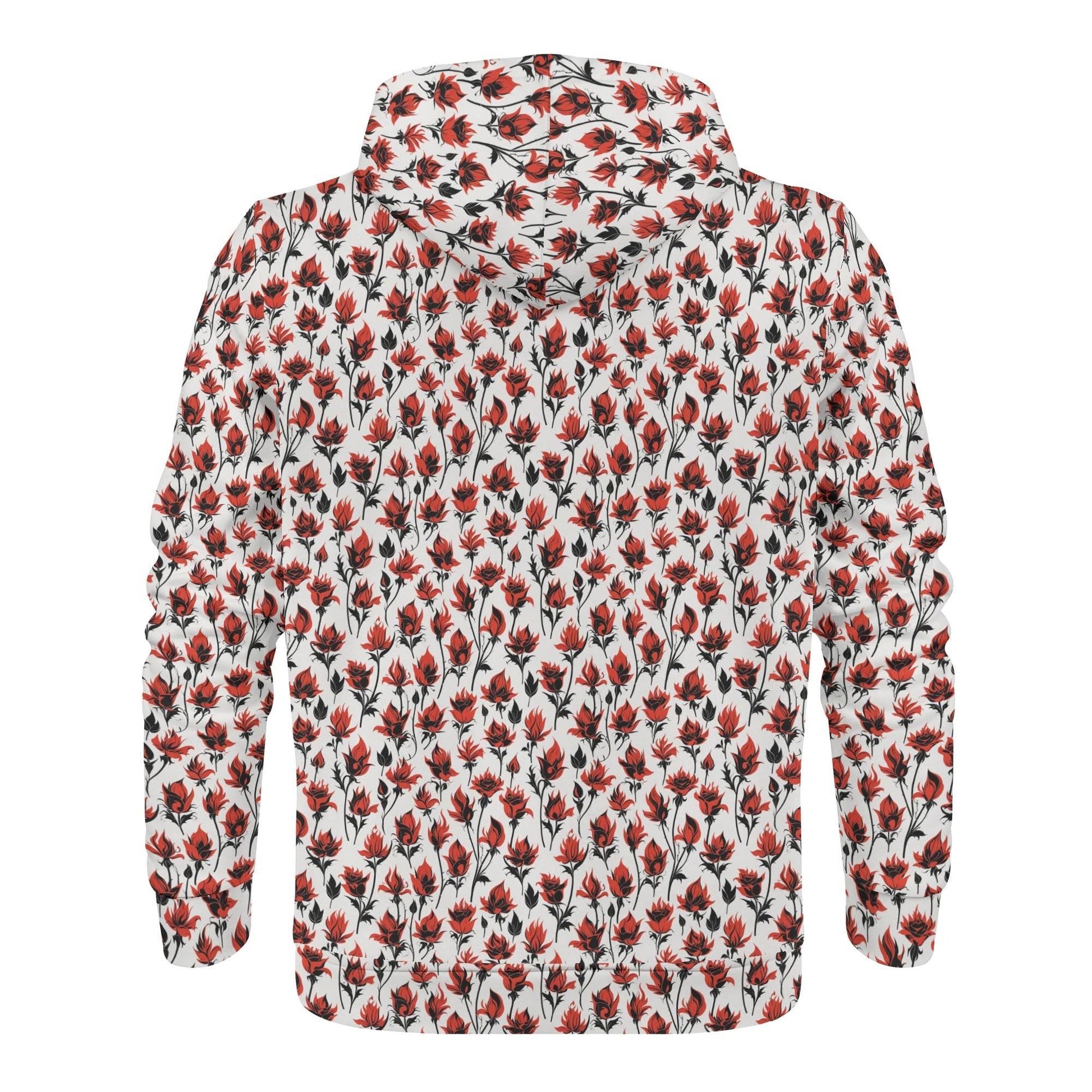 Mens Floral Fire Classic Zip Up Hoodie Warm Jacket - DeRose Seasonal
