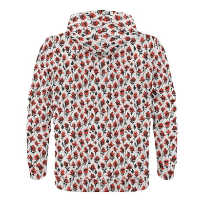 Mens Floral Fire Classic Zip Up Hoodie Warm Jacket - DeRose Seasonal