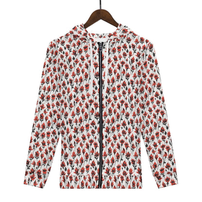 Mens Floral Fire Classic Zip Up Hoodie Warm Jacket - DeRose Seasonal