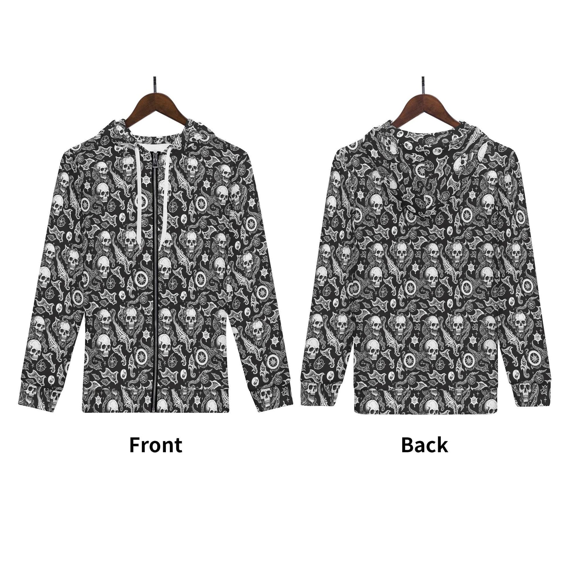 Men's Flying Skulls Classic Zip Up Hoodie Warm Jacket - DeRose Seasonal