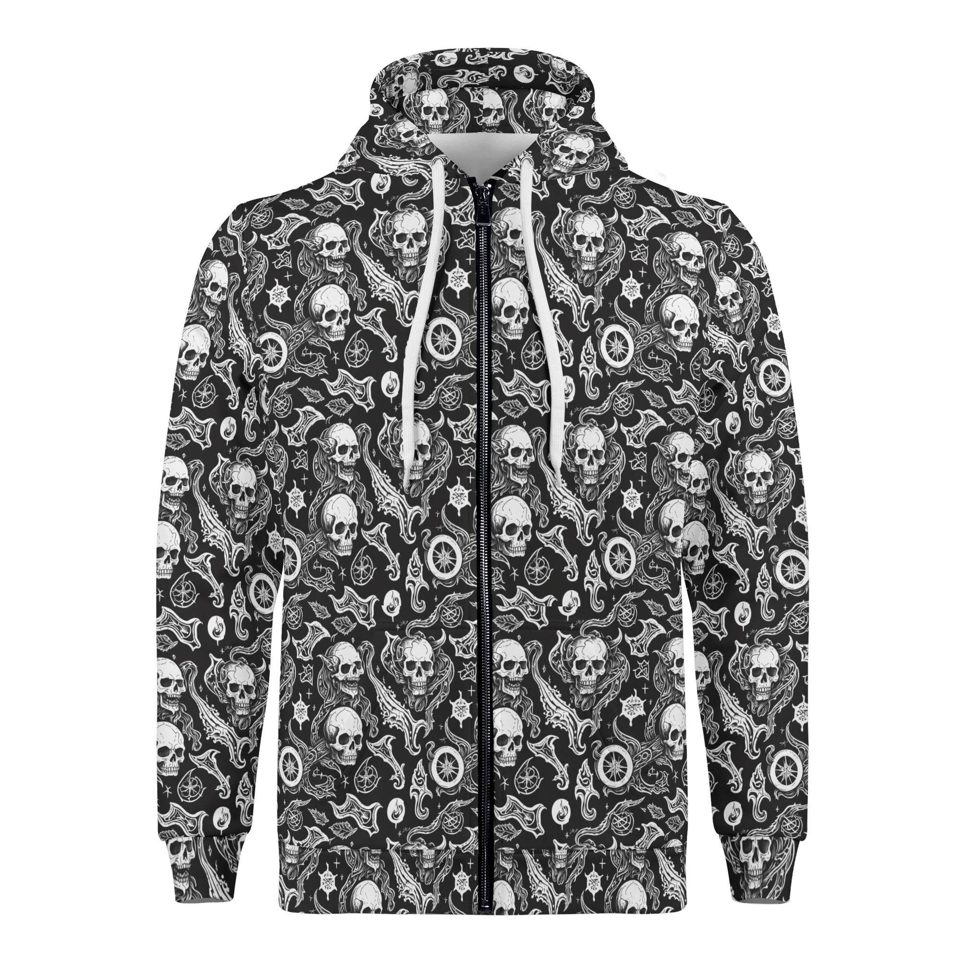 Men's Flying Skulls Classic Zip Up Hoodie Warm Jacket - DeRose Seasonal