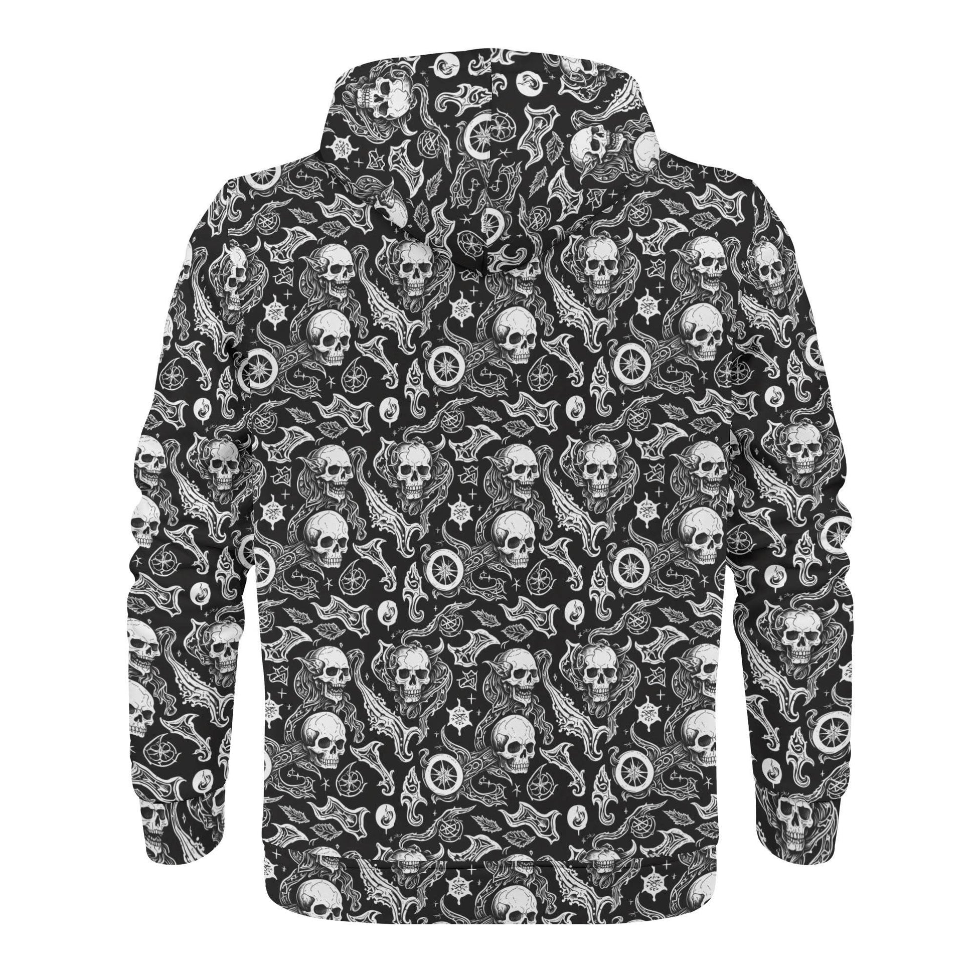 Men's Flying Skulls Classic Zip Up Hoodie Warm Jacket - DeRose Seasonal
