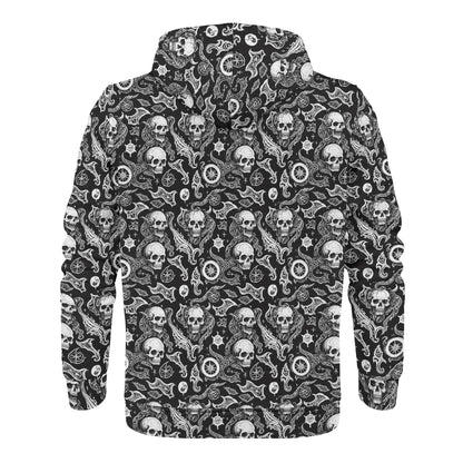 Men's Flying Skulls Classic Zip Up Hoodie Warm Jacket - DeRose Seasonal
