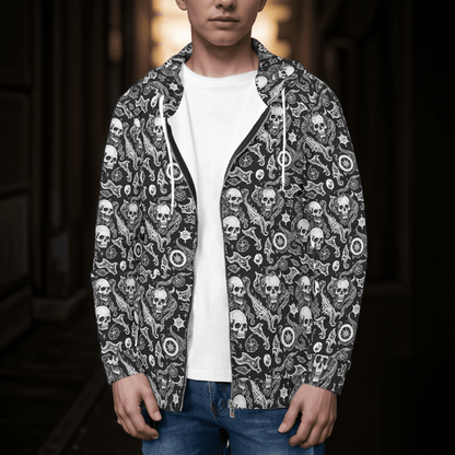 Men's Flying Skulls Classic Zip Up Hoodie Warm Jacket - DeRose Seasonal