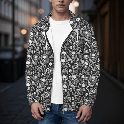 Men's Flying Skulls Classic Zip Up Hoodie Warm Jacket - DeRose Seasonal