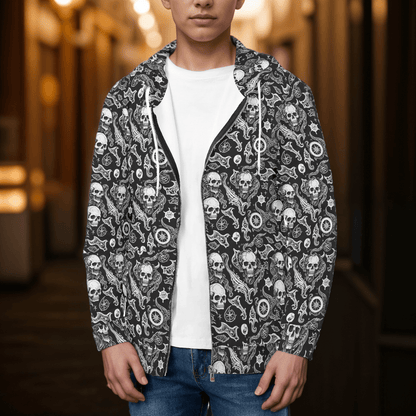 Men's Flying Skulls Classic Zip Up Hoodie Warm Jacket - DeRose Seasonal