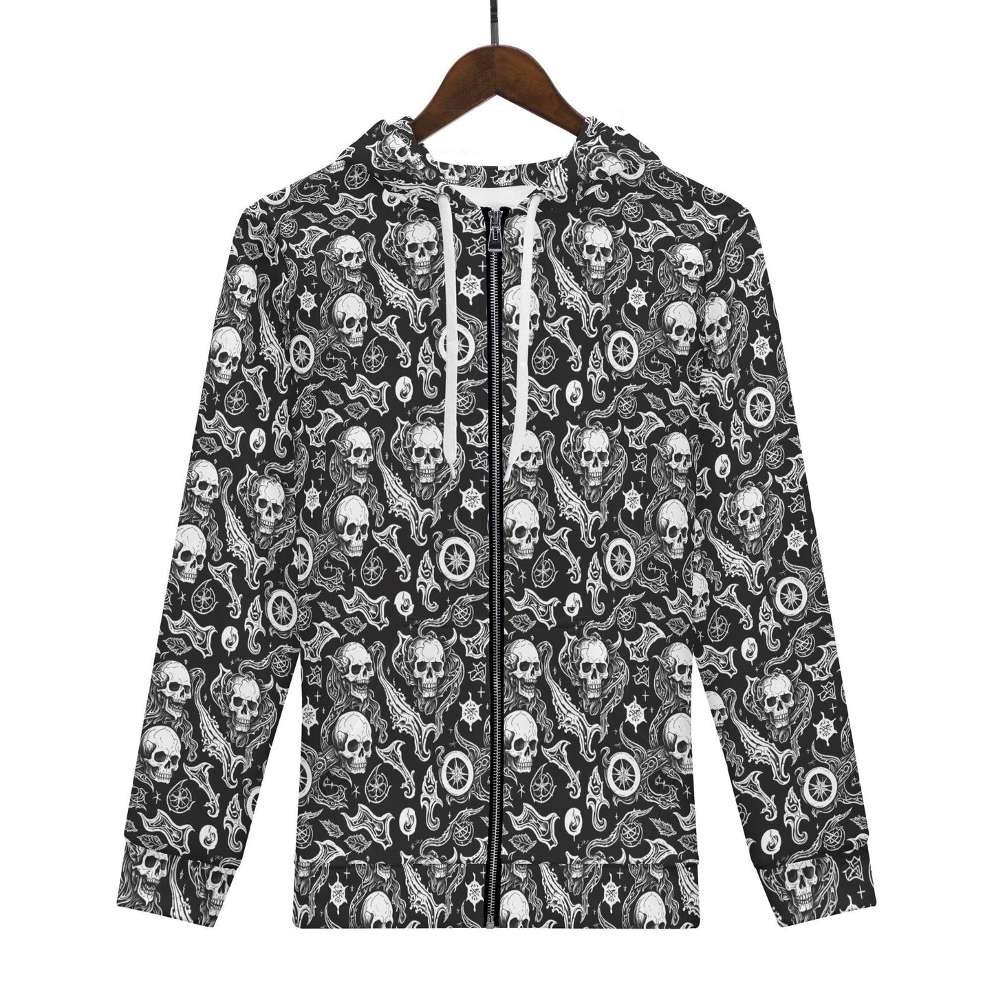 Men's Flying Skulls Classic Zip Up Hoodie Warm Jacket - DeRose Seasonal