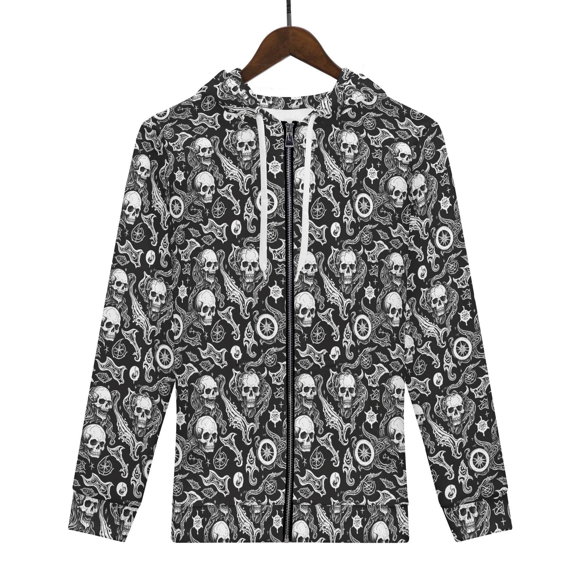Men's Flying Skulls Classic Zip Up Hoodie Warm Jacket - DeRose Seasonal