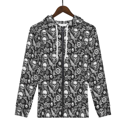 Men's Flying Skulls Classic Zip Up Hoodie Warm Jacket - DeRose Seasonal