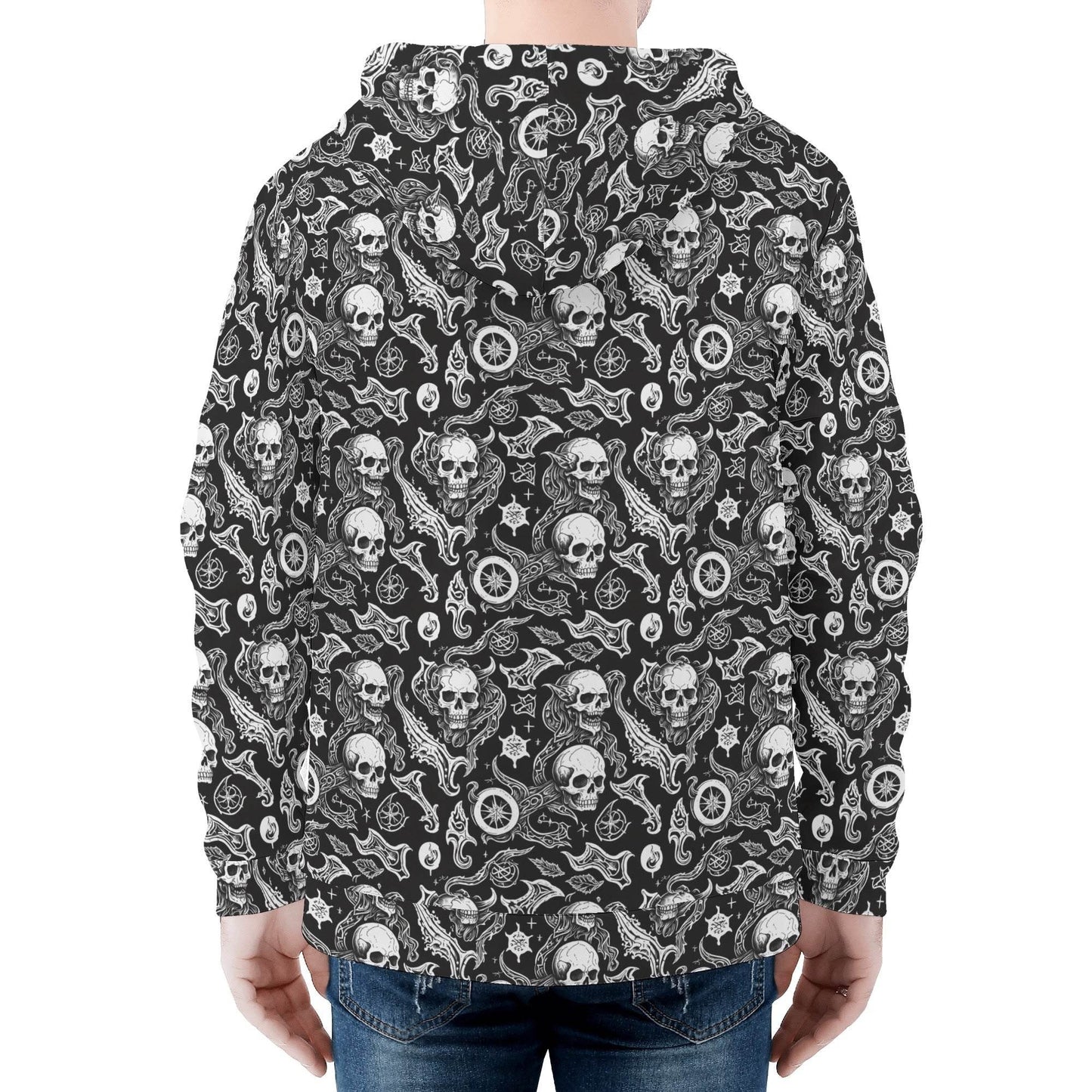 Men's Flying Skulls Classic Zip Up Hoodie Warm Jacket - DeRose Seasonal