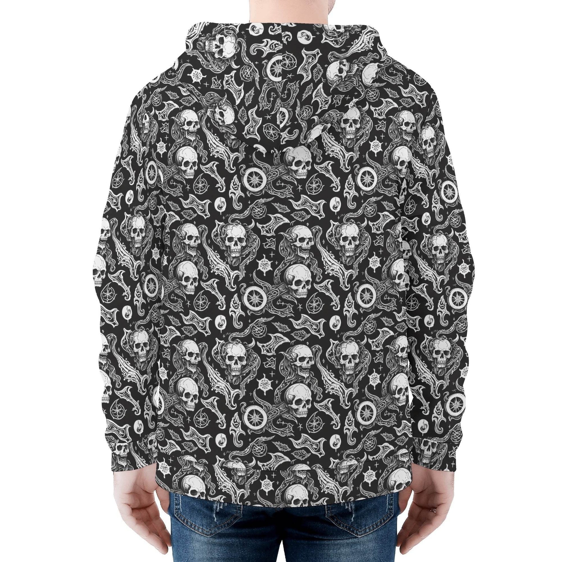 Men's Flying Skulls Classic Zip Up Hoodie Warm Jacket - DeRose Seasonal