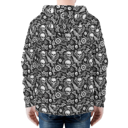 Men's Flying Skulls Classic Zip Up Hoodie Warm Jacket - DeRose Seasonal
