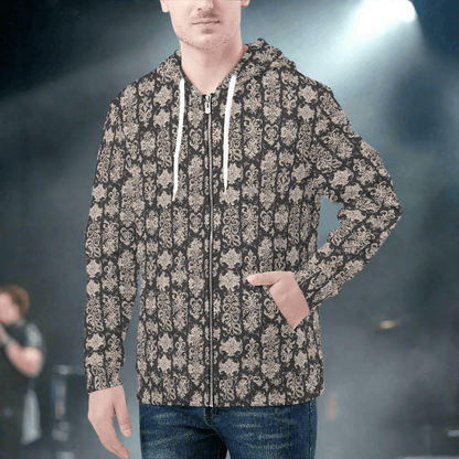 Men's Gothic Emblem Classic Zip Up Hoodie Warm Jacket - DeRose Seasonal