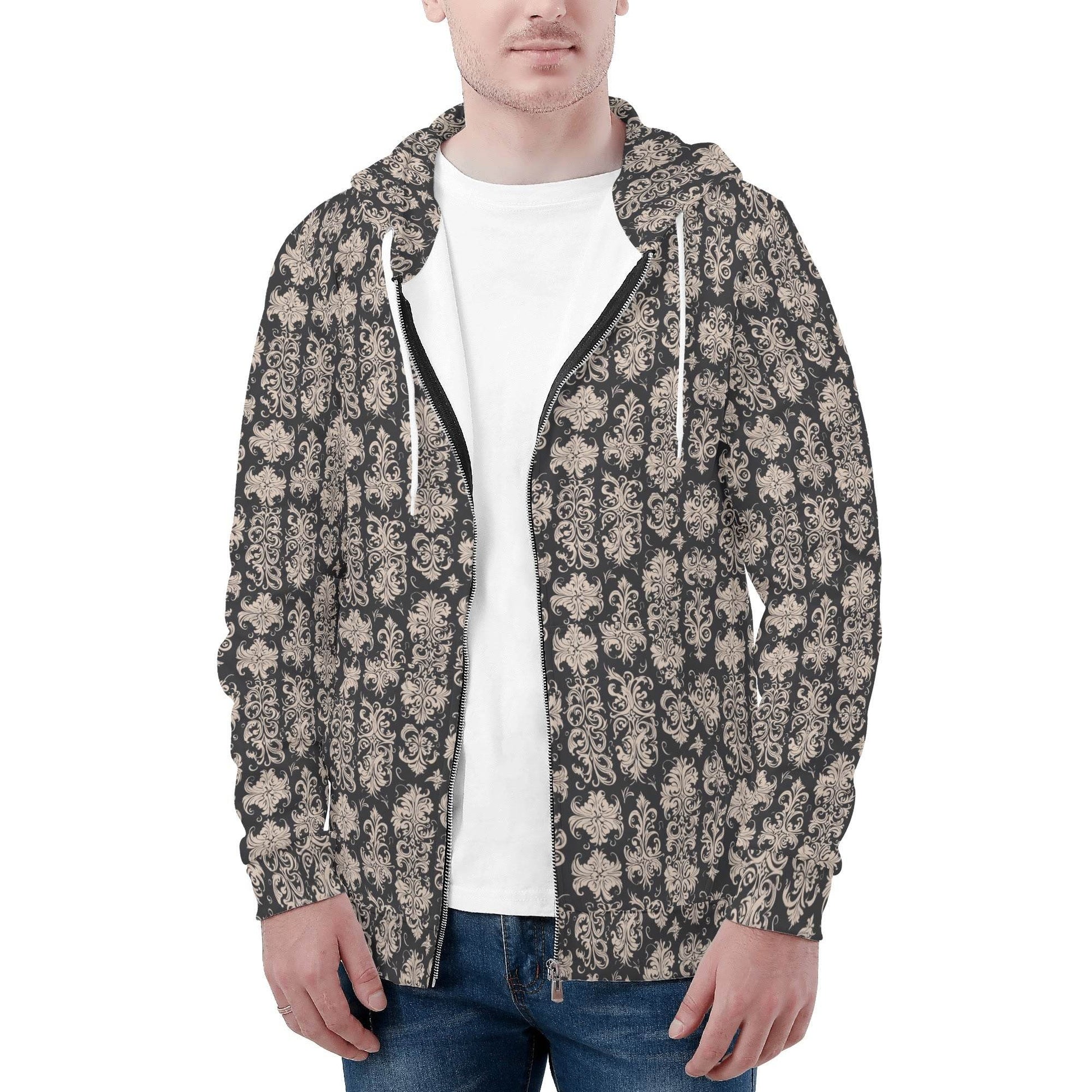 Men's Gothic Emblem Classic Zip Up Hoodie Warm Jacket - DeRose Seasonal