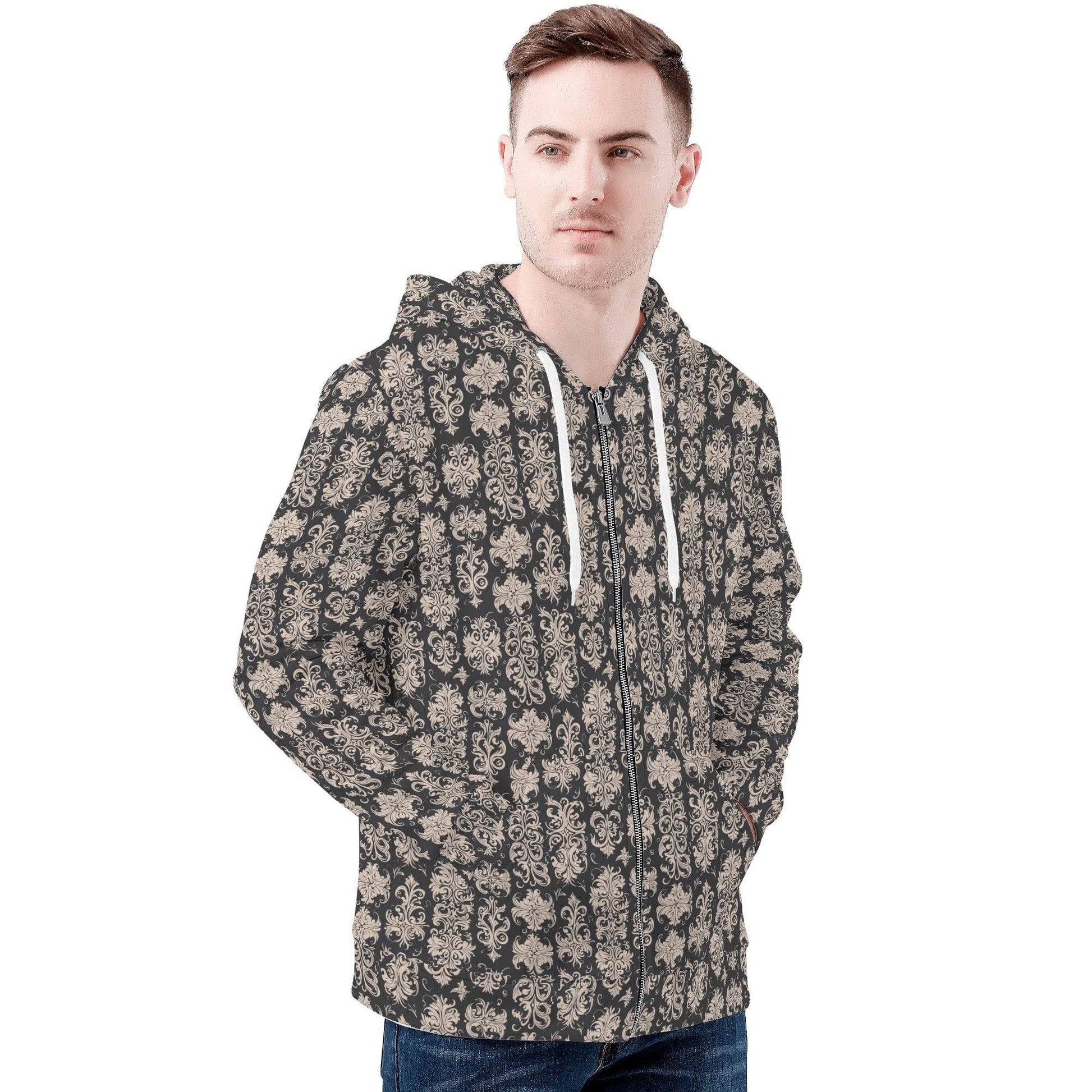 Men's Gothic Emblem Classic Zip Up Hoodie Warm Jacket - DeRose Seasonal